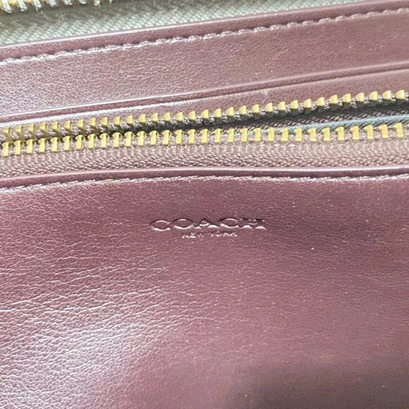 COACH Natural pebble leather studded accordion zip wallet Dark Gray - - Picture 8 of 8